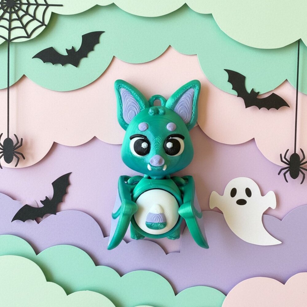 Bat Clicker Bag Charm Iridescent Bat Fidget Flexi Toy Keychain Backpack Trinket